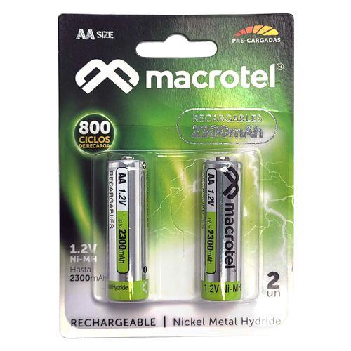 Pack 2 pilas ni/mh recarg AA 2700mah (2 un)