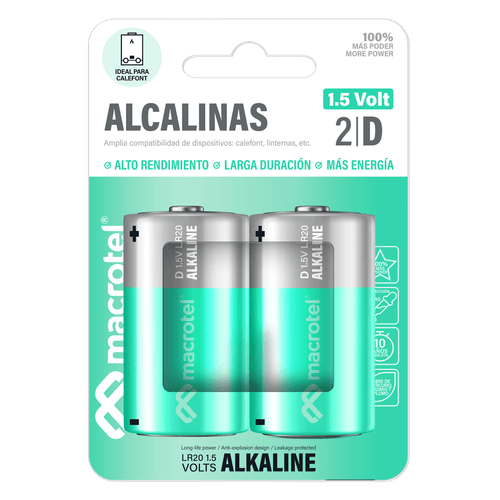 Pack 2 pilas Alcalinas D