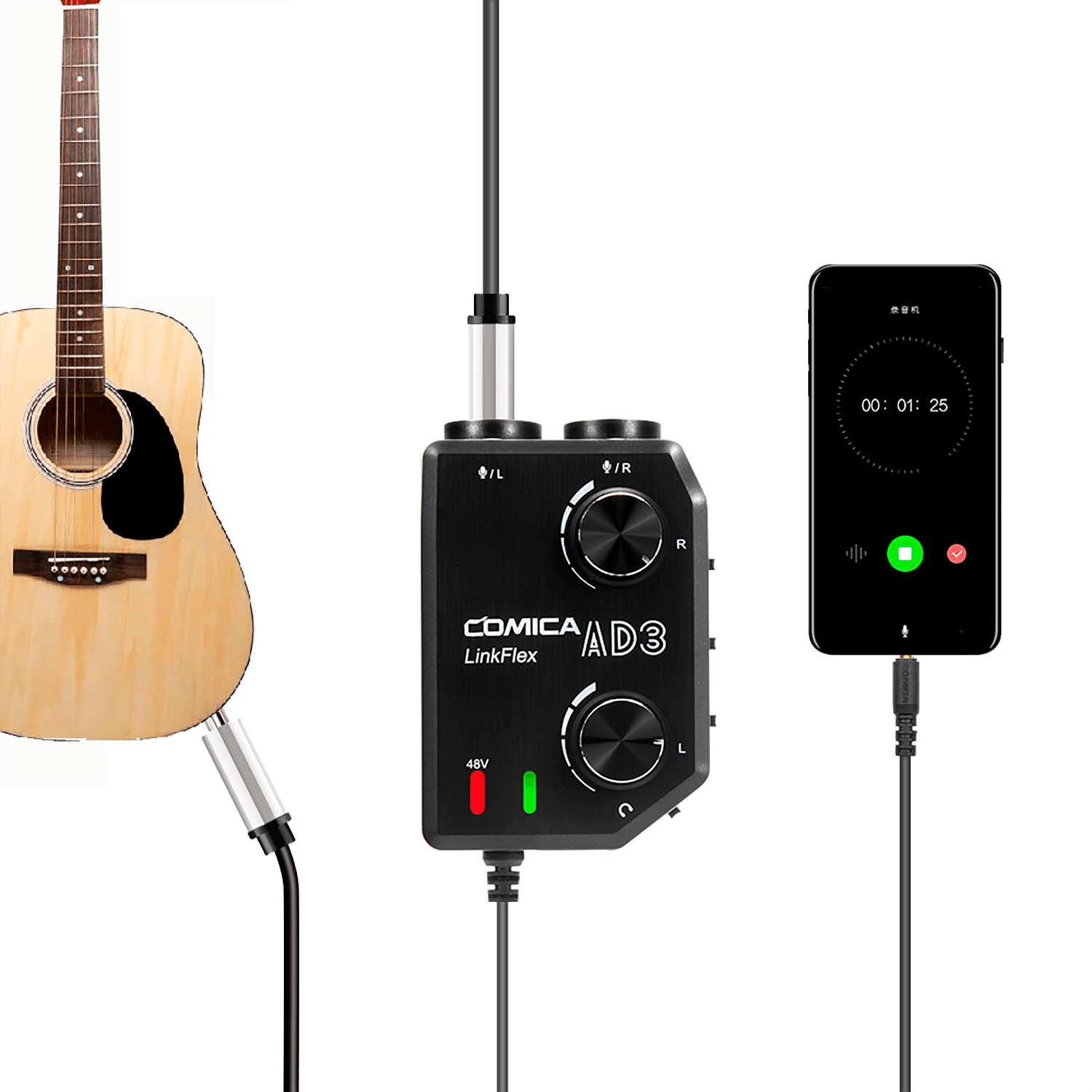 Mixer Preamplificador Comica AX3 para Celulares y DSLR